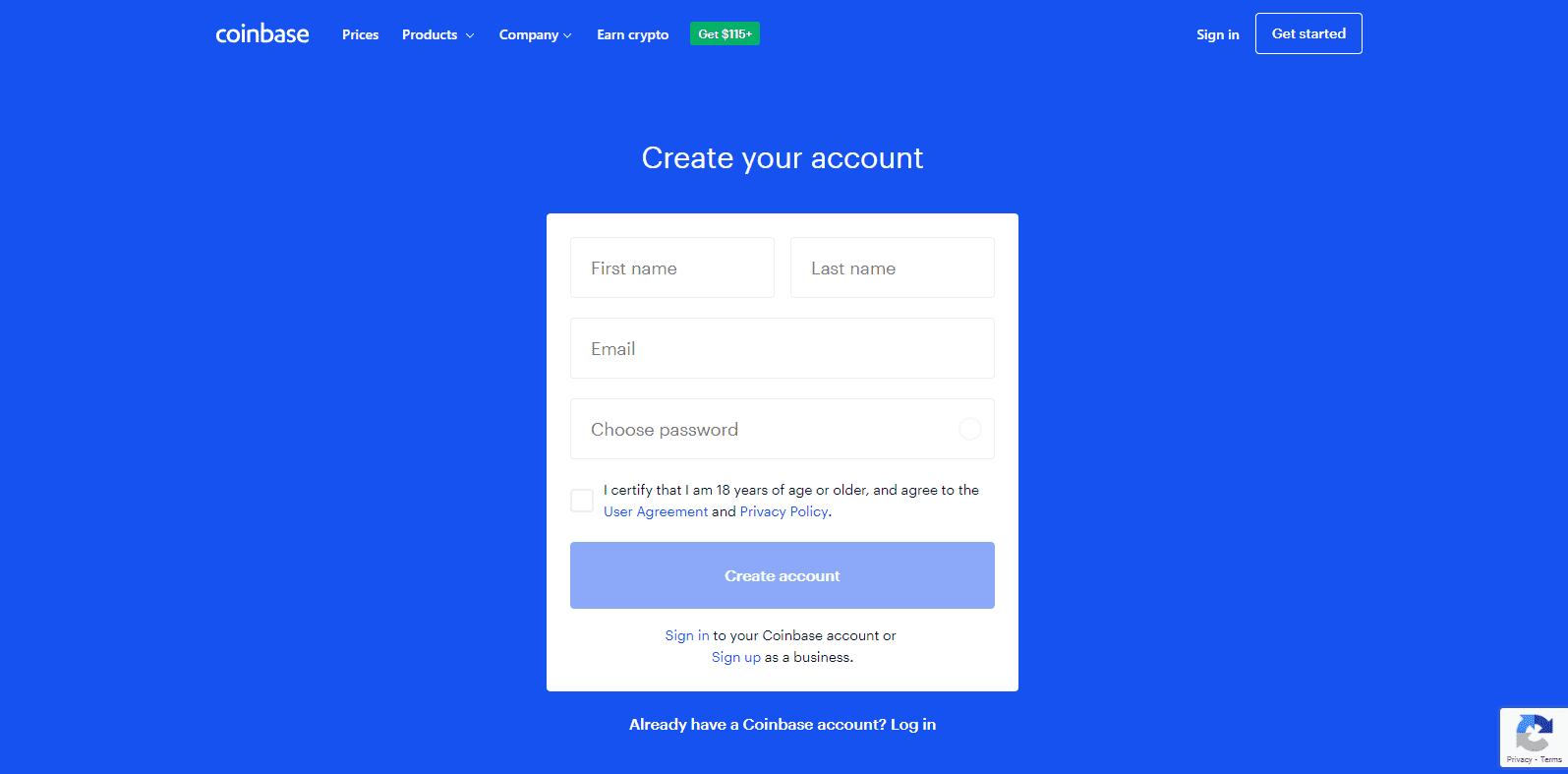 Coinbase Review account opening process